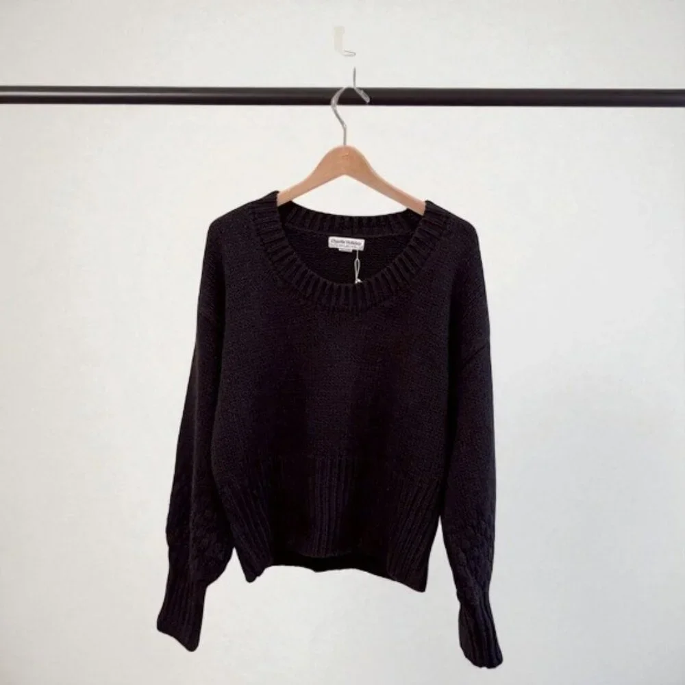 NWT Charlie Holiday Mixed Knit Oversized Pullover Wool Blend Sweater